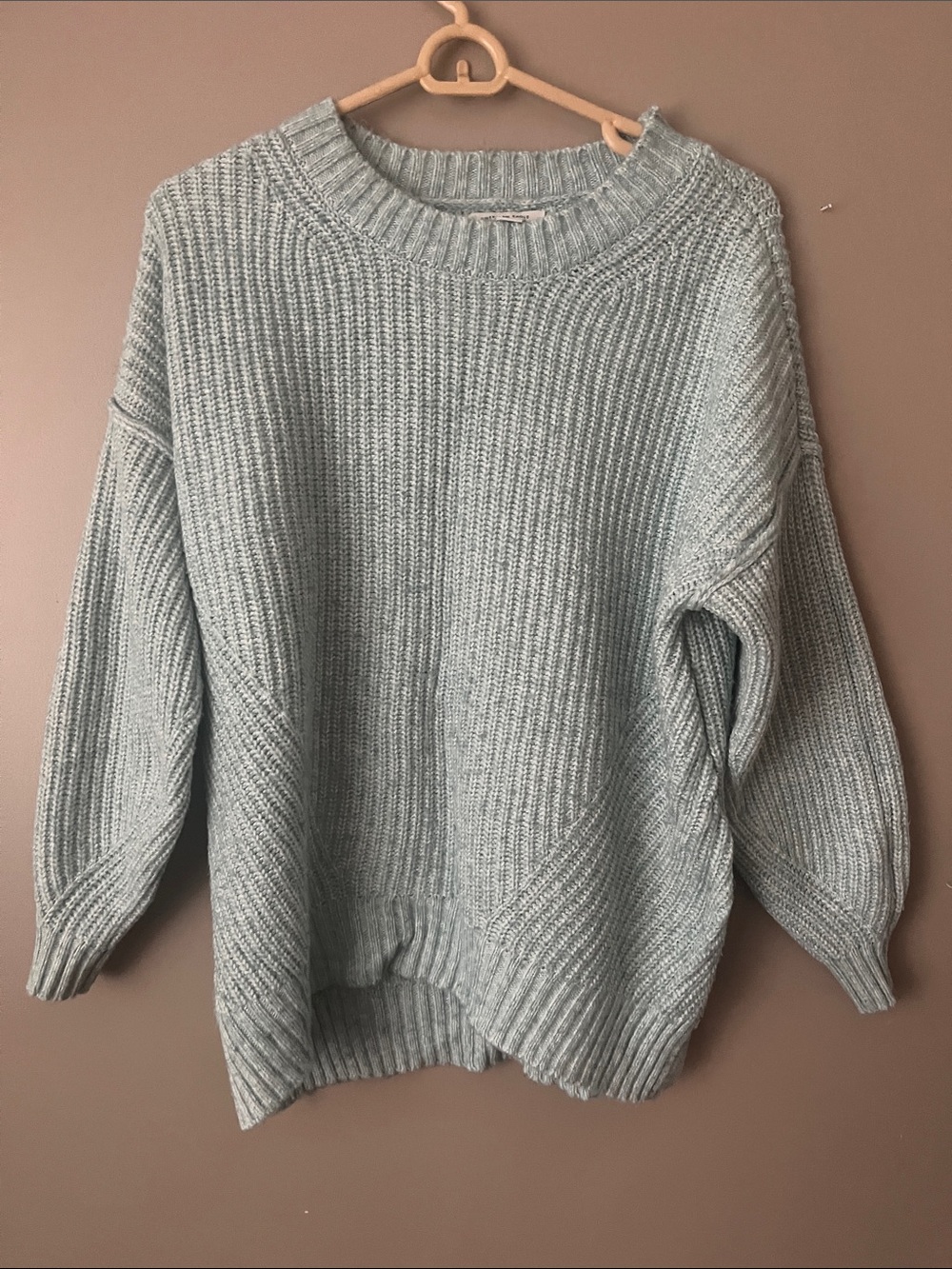 American Eagle Outfitters Light Sage Ribbed Crewneck Sweater